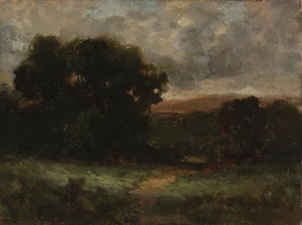 Paisaje sin título con pradera y árboles, s.f.