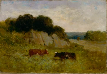 Paisaje sin título con dos vacas, 1898.