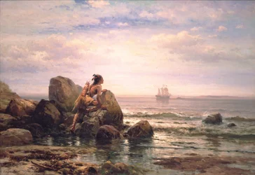 Henrik Hudson entrando en el puerto de Nueva York, 11 de septiembre de 1609