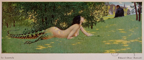 Lucertola (mitad mujer, mitad lagarto verde)
