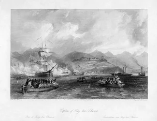 Captura de Ting-hai, Chusan, China, 1841 siglo XIX