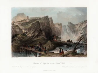 Catarata de Ting-hoo, en el Lago Tripod, China, c1840