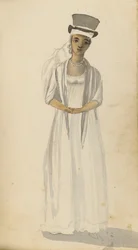Retrato de una dama antillana, principios del siglo XIX (acuarela)