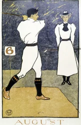 Pareja jugando al golf - en "Golf Calendar" por Edward Penfield
