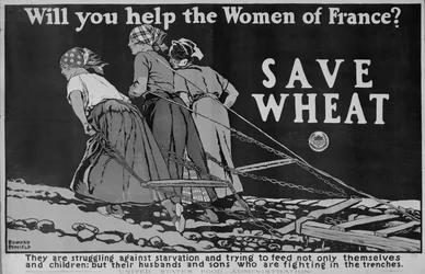 ¿Ayudarás a las mujeres de Francia? Póster de la Primera Guerra Mundial