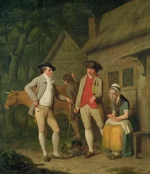 La vaca y los bienes de la viuda Costard, embargados por impuestos, son redimidos por la generosidad de Johnny Pearmain, 1782