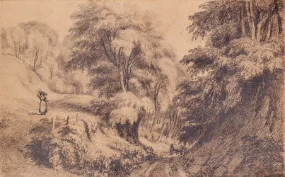 Paisaje con mujer y pista