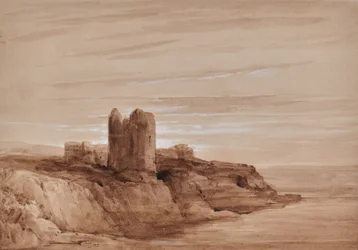Paisaje marino de una torre en un acantilado