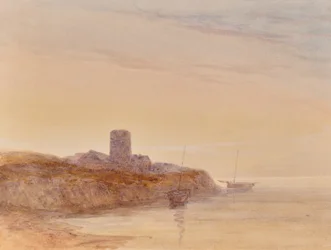 Paisaje marino con torre