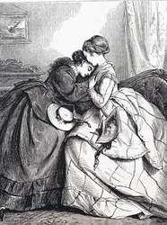 Una hermana mayor consolando a su hermana menor