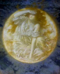 "Luna radiante" Pintura de Edward Robert Hughes (1851-1914) (prerafaelita) Colección particular