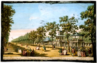 Vista del Gran Paseo etc en los Jardines de Vauxhall tomada desde la Entrada, Londres, c. 1760