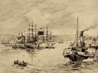 The Tyne: At Shields, c.1880 (grabado)