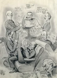 El Bystander número 1000, con Lord Cave, Stanley Baldwin, Lord Salisbury, Herbert Asquith y Winston Churchill
