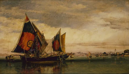 La laguna veneciana con barcos de pesca