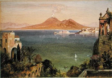 Vesubio y Castel del Oro, Nápoles, visto desde Villa Cedroni, Posillipo