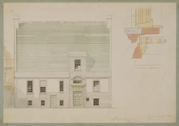 Elevación frontal de la casa para J.A.M. Whistler Esq, Tite Street, Chelsea, 1877