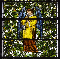 Nun Monkton, Santa María, Morris Marshall & Faulkner & Co, William Morris, Edward Burne-Jones, Ángel músico, 1873