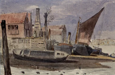 Battersea, la orilla del río con barcos