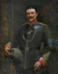 Un oficial de un batallón voluntario, el Regimiento de Middlesex, circa 1904