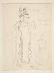 Bolingbroke (escena del torneo), boceto de vestuario para Henry Irving