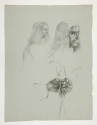 Estudios de figuras para uno de los murales de La búsqueda del Santo Grial (una serie de quince pinturas para la Biblioteca Pública de Boston, completada en 1901)
