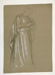 Estudio de figuras para el Infante Galahad (?), de La búsqueda del Santo Grial (primero de una serie de quince murales para la Biblioteca Pública de Boston, terminados en 1901)
