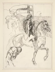 Galahad Departs, estudio para The Quest of the Holy Grail (serie de quince pinturas para la Biblioteca Pública de Boston, completada en 1901)