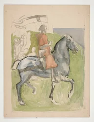 Galahad Departs, estudio para The Quest of the Holy Grail (serie de quince pinturas para la Biblioteca Pública de Boston, completada en 1901)