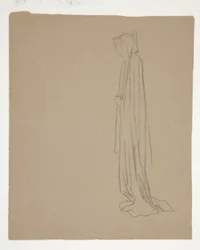 figura encapuchada (anverso); estudio de una figura masculina (verso)