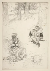 Bufón y mujer, boceto de The Daffodil Song