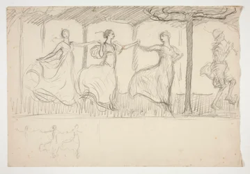 Línea de mujeres bailando - (ilustración no identificada)