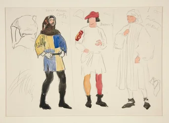 Traje de lino, Traje de panadero, Caballero: boceto de vestuario para Henry Irving