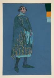 Estudio misceláneo, boceto de vestuario para Henry Irving