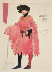 Norfolk, boceto de vestuario para Henry Irving