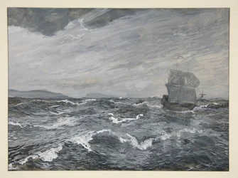 Paisaje marino con velero