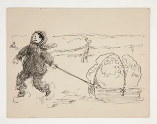Boceto para una tarjeta de felicitación: TODOS LOS BUENOS DESEOS PARA 1911 de