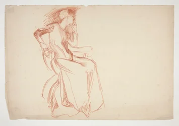 Bosquejo de una figura femenina, sentada - ilustración no identificada