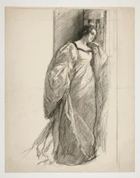 Bosquejo de una dama, ilustración para