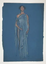 Boceto de una mujer: ¿estudio de vestuario para una obra de teatro?