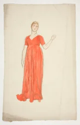 Boceto de una mujer: ¿estudio de vestuario para una obra de teatro?