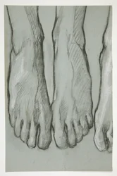 Croquis de tres pies (anverso); Bosquejo de un pie (verso)