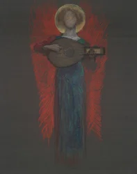 estudio, ángel con instrumento musical