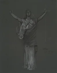 Estudio para la figura alegórica de Law, rondel en la rotonda del edificio del capitolio del estado de Pensilvania, Harrisburg, 1902-1911