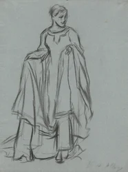 Estudio para mujer vestida, estudio de figuras para La búsqueda del Santo Grial (serie de 15 pinturas para la Biblioteca Pública de Boston, completada en 1901)