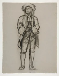 Estudio para la figura de Penn(?) o Franklin(?) para mural en el edificio del capitolio estatal en Harrisburg, Pensilvania, 1902-1911 (completado por John Singer Sargent)