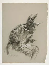 Estudio de Jester (sin usar), para la Búsqueda del Santo Grial (una serie de quince pinturas para la Biblioteca Pública de Boston, completada en 1901)