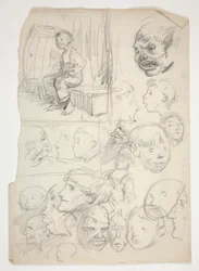 Estudio de un niño, estudio de rostros