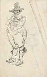 Estudio de un hombre del siglo XVII. Traje holandés - no identificado. Estudios al revés