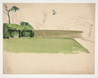 Estudio de un césped y jardín cerrado
